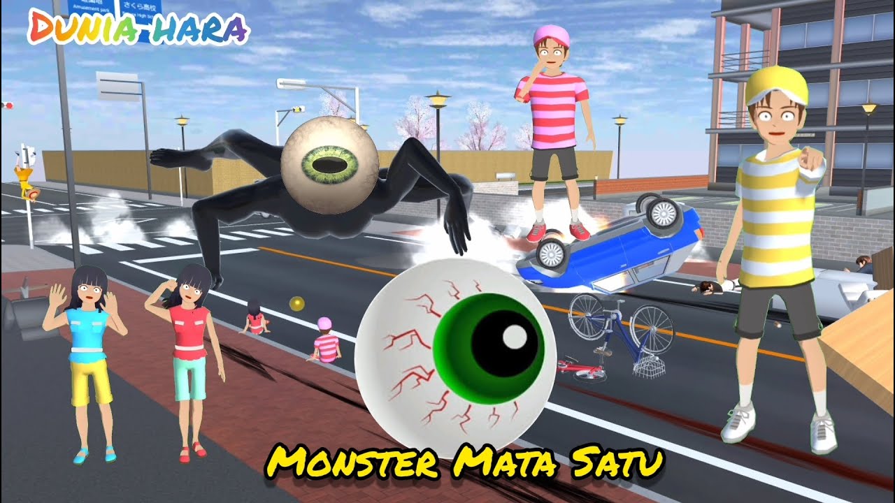 Monster MATA SATU Menyerang Kota Sakura Cari Bola Emas | Yuta Mio Kembar | Sakura School Simulator