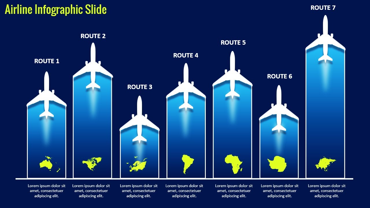 Airline Infographic Slide in PowerPoint. Tutorial No. 919