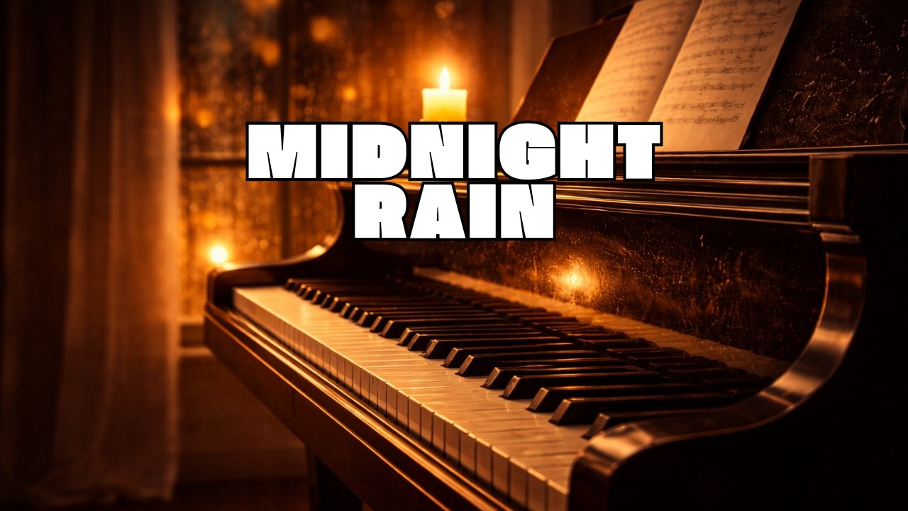 Night Rain Piano- Deep Focus Study Music/Relaxing Rain Sounds