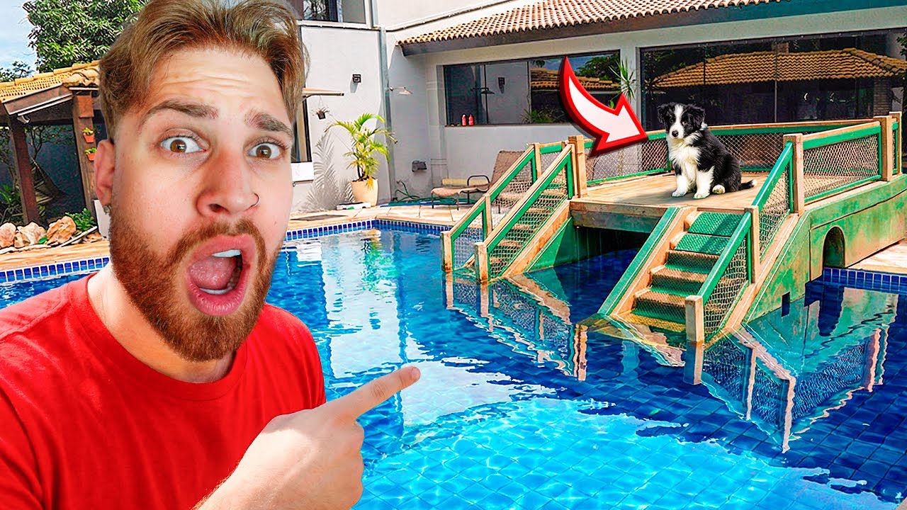 FIZ UMA RAMPA PRA MINHA CACHORRINHA ZARA ENTRAR E SAIR DA PISCINA SOZINHA ❤️🐶