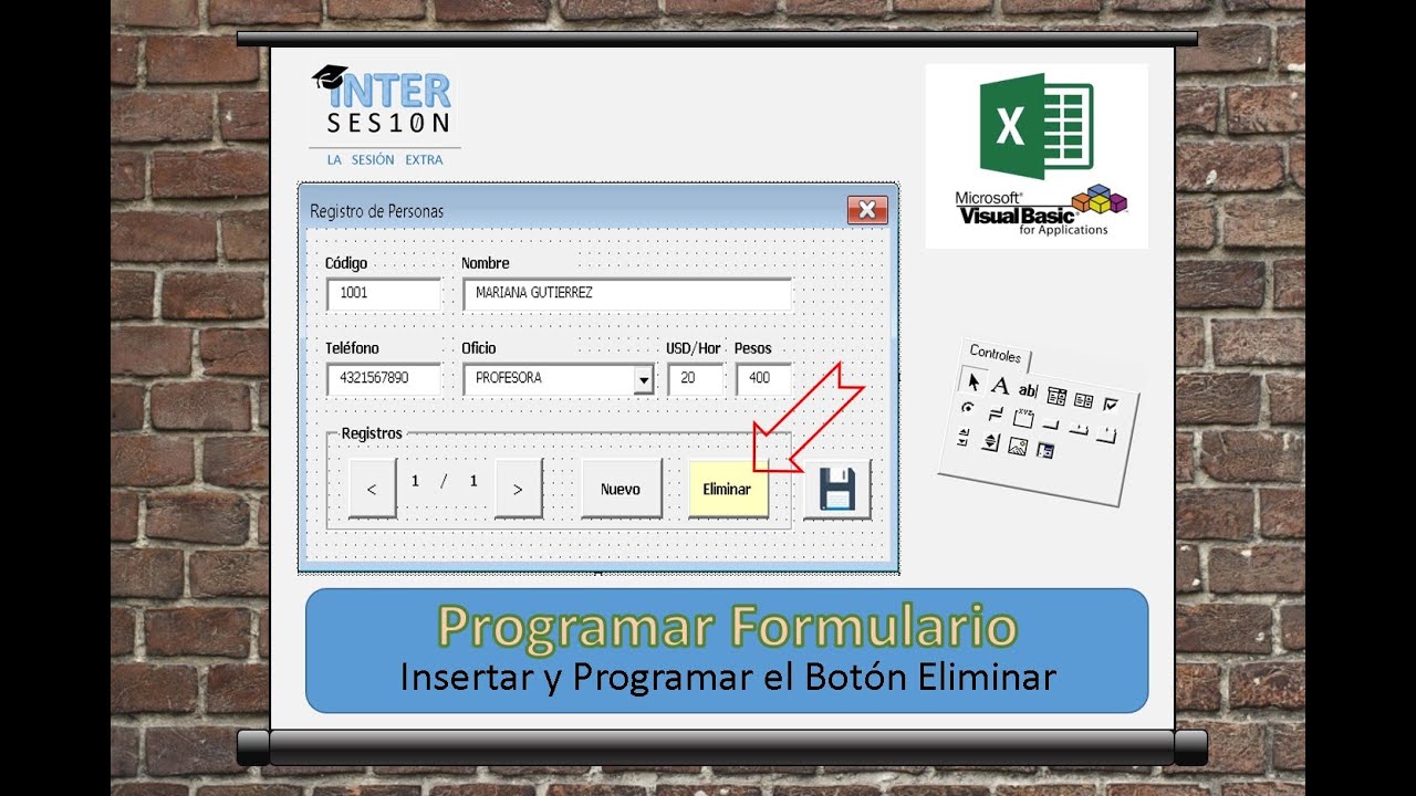 Visual Basic Excel #5 Eliminar Programar Botón en el Formulario para Quitar un Registro