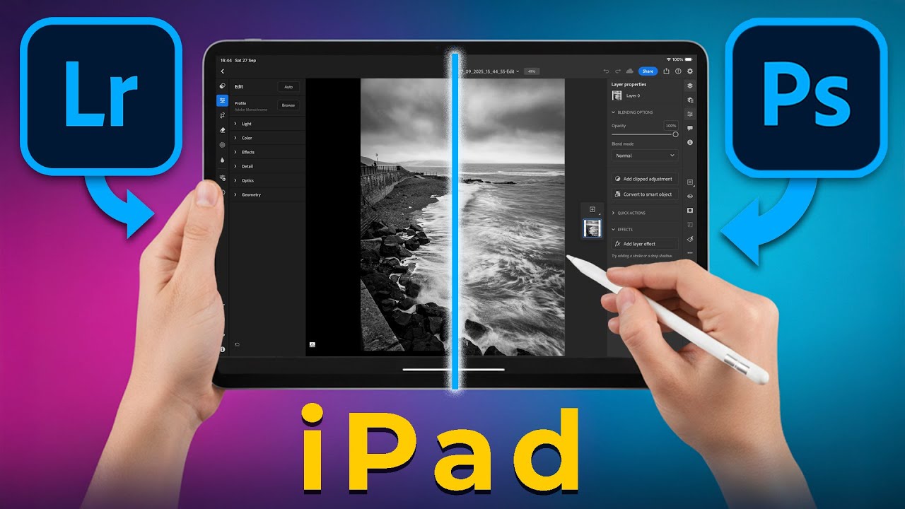 Редактирование фотографии в Lightroom + Photoshop ... на iPad
