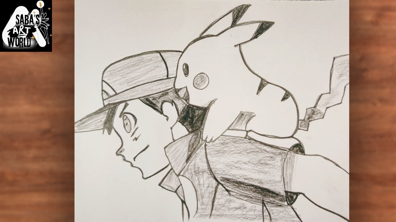 Drawing Ash and Pikachu from Pokémon | Pencil Art