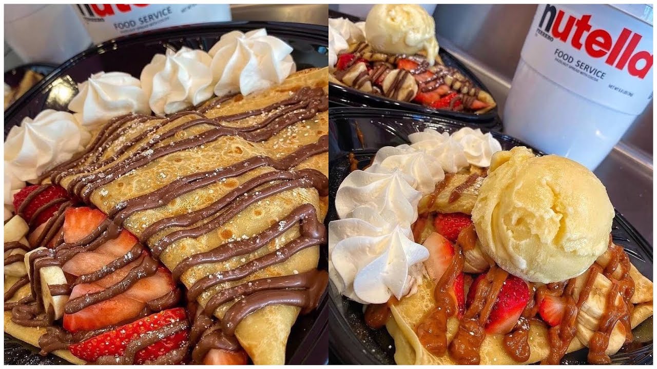 Nutella Crepe with vanilla Ice Cream | Yummy | FoodyWorld