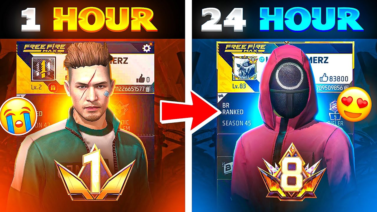 Transforming Noob ID into 8 Lvl Prime ID in Just 24 Hours 😱 – Garena Free Fire