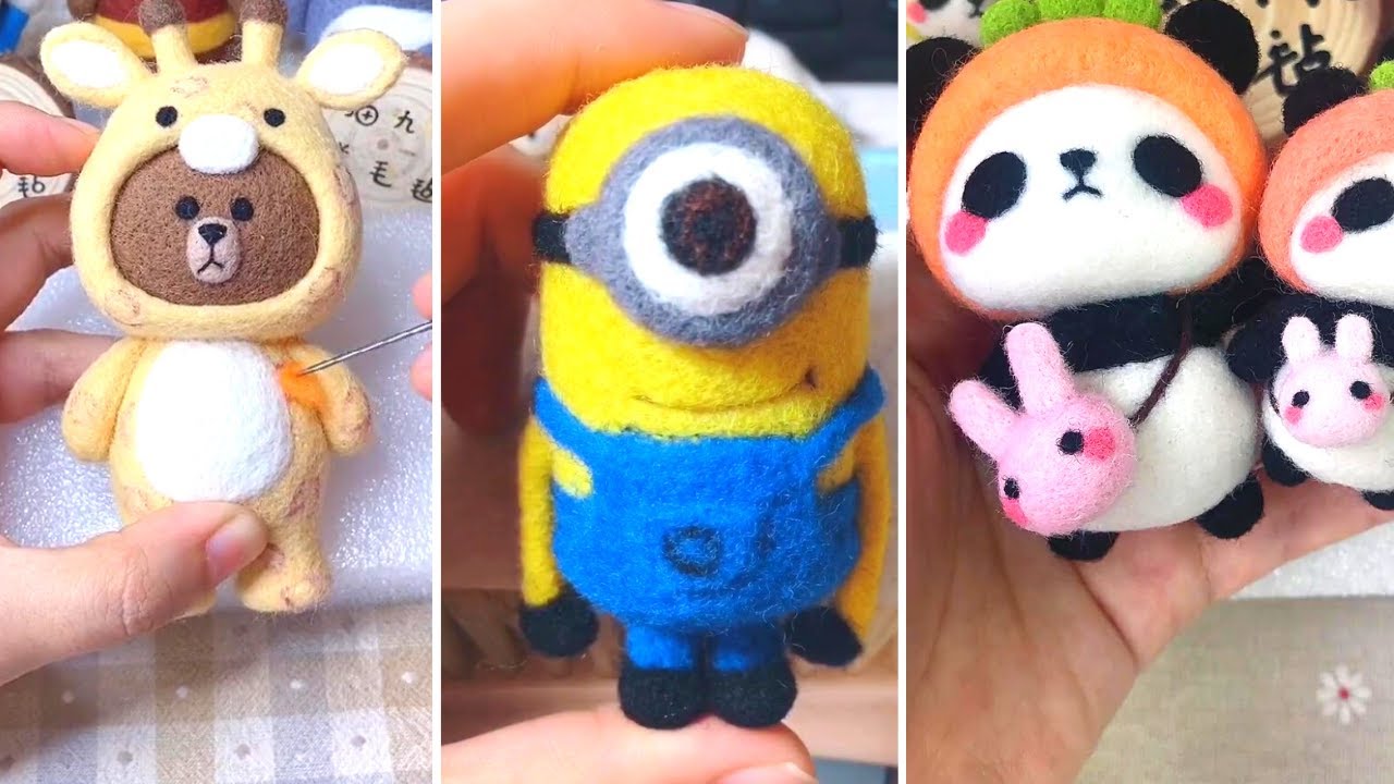 Relax ASMR Crafts.🐶 Felted Wool Art. 🐱 Cute Needle Felting Kawaii Toys Part #8