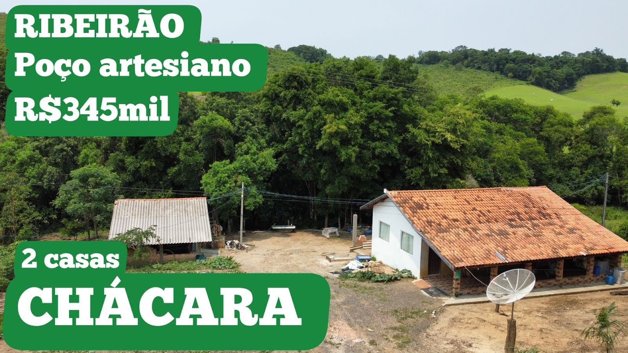 CHÁCARA 2 CASAS + RIBEIRÃO NO FUNDO POÇO ARTESIANO R$345mil