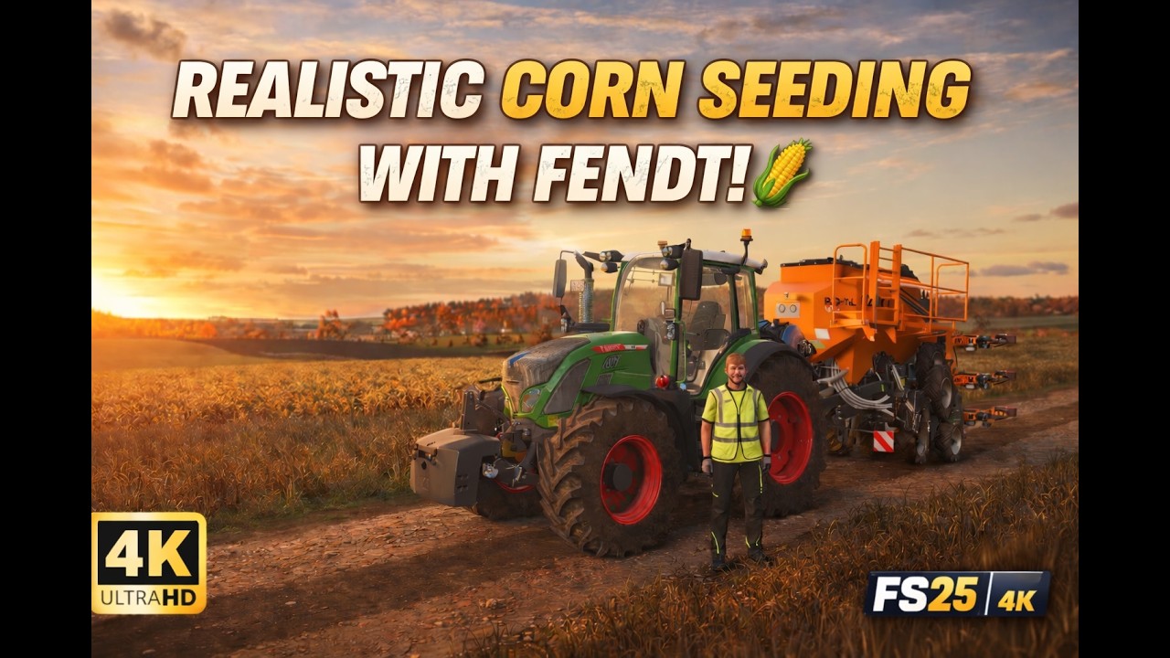 ULTRA REALISTIC Corn Sowing | Fendt 516 Vario | 4K ASMR | No Talking | FS25