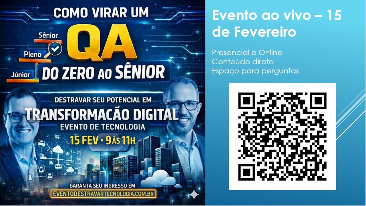 Pré - Evento do dia 15 - 09:00 GMT -03 -  Destravar Tecnologia #ai #qa  #ia #it  #software