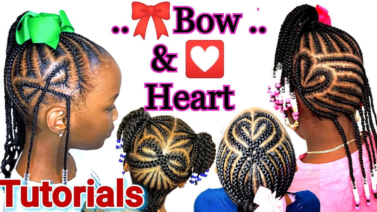 Little Girl Braided Hairstyles  (BRAIDED BOW AND HEART) Tutorial.