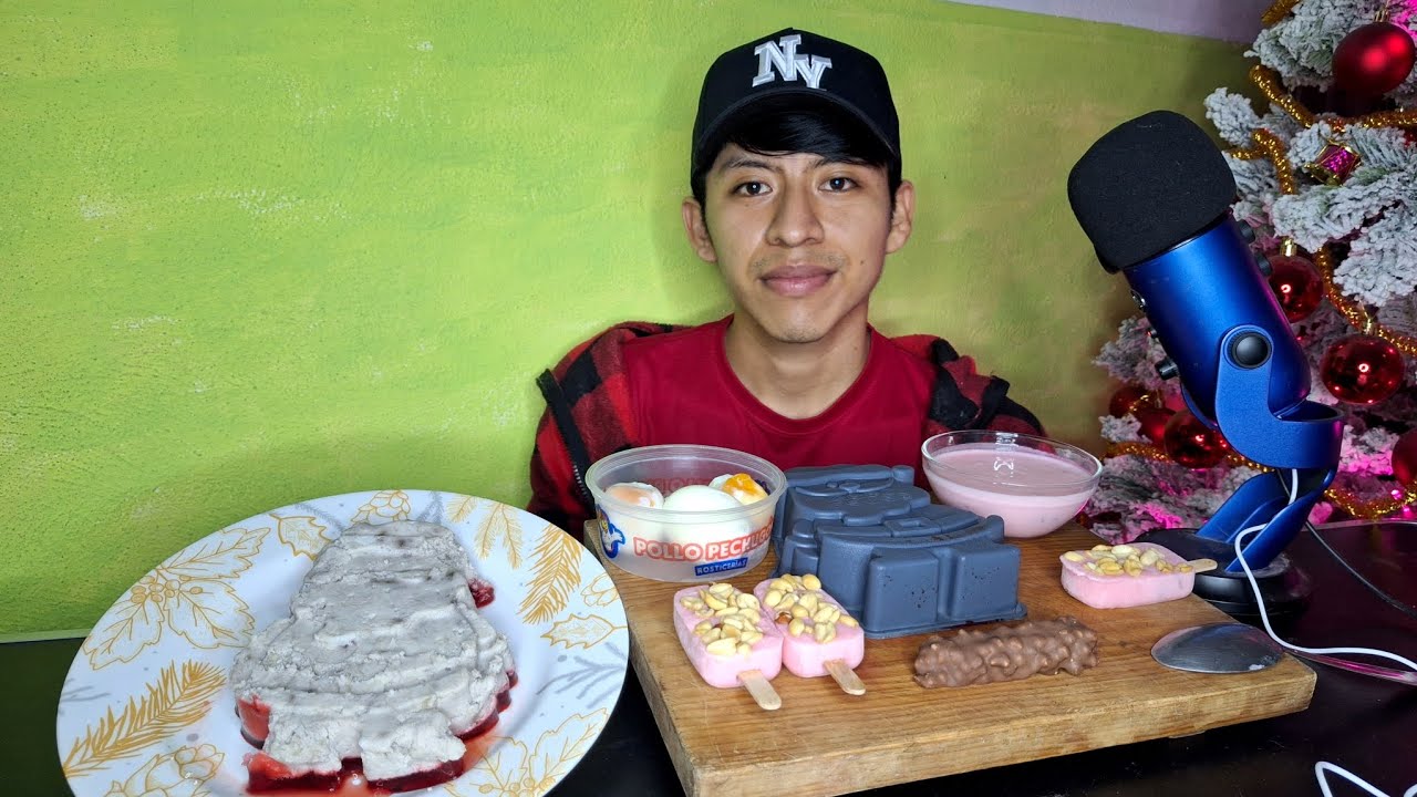 ASMR MUKBANG PALETAS DE HIELO, BON O BON, GELATINA DE SANTA, PASTEL 🤶