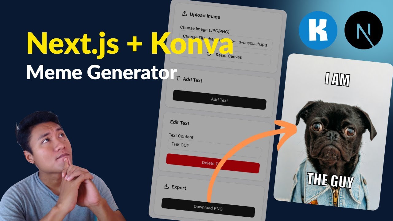How to Build a Meme Generator App with Next.js & Konva | Drag Text, Upload Image, Export PNG