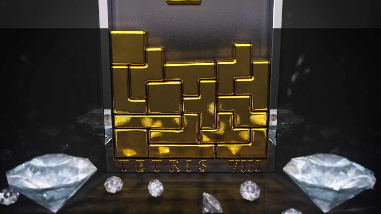 Golden TETRIS V8 Soft Body - 3D Animation (Cinema 4D  - Standard Render) Robo Video