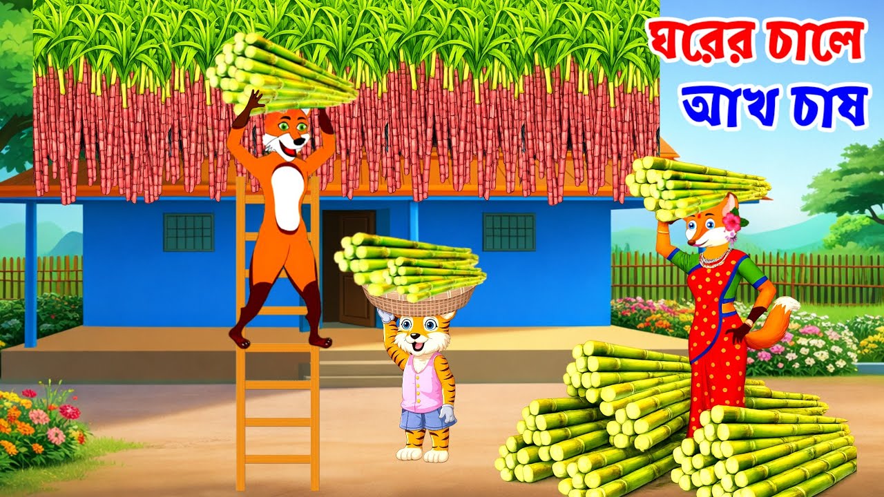 ঘরের চালে আখ চাষ | Ghorer chale akh chash |  Siyaler cartoon | Rupkothar golpo | Moral story 
