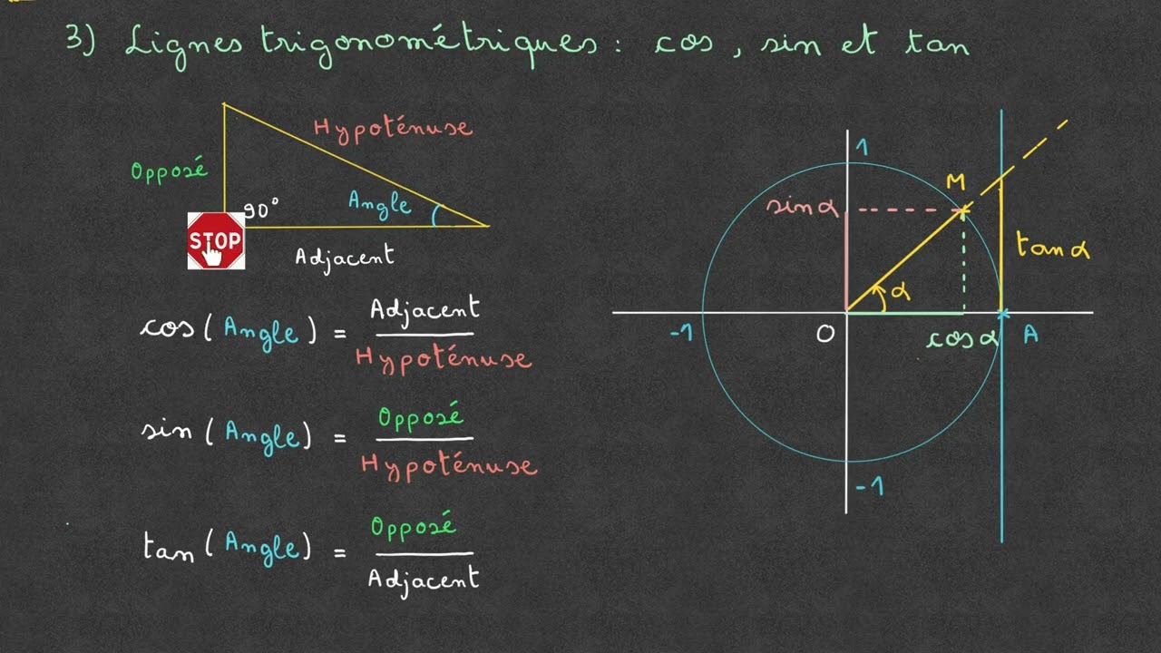 Les lignes trigonométriques - Seconde, Première et Terminale