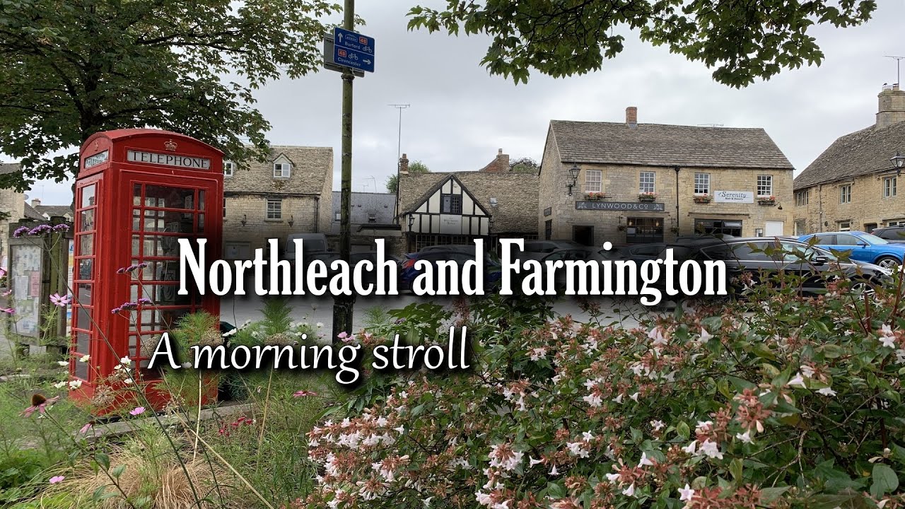 Northleach and Farmington. Cotswold villages and countryside.