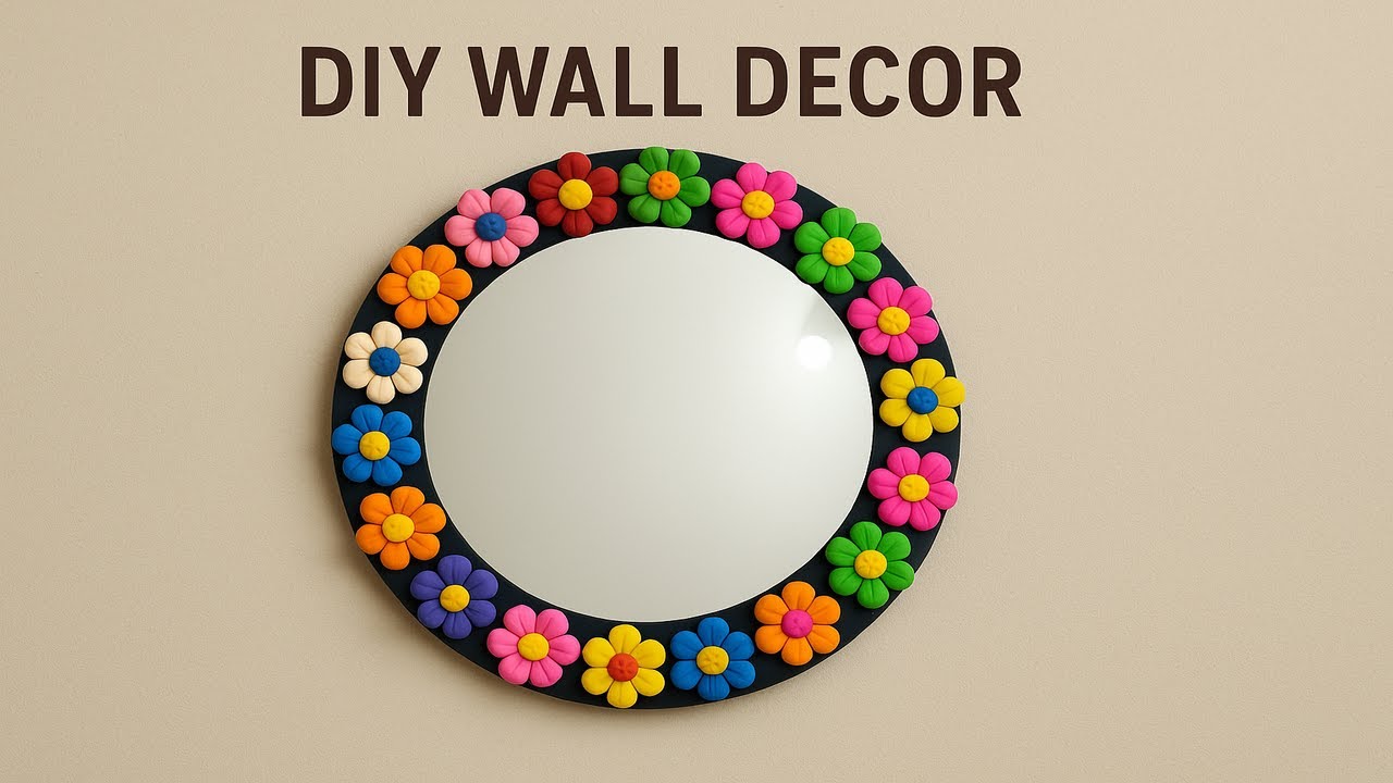 DIY Air Dry Clay Flower Mirror Frame | Easy Soft Clay Wall Decor DIY 🌸