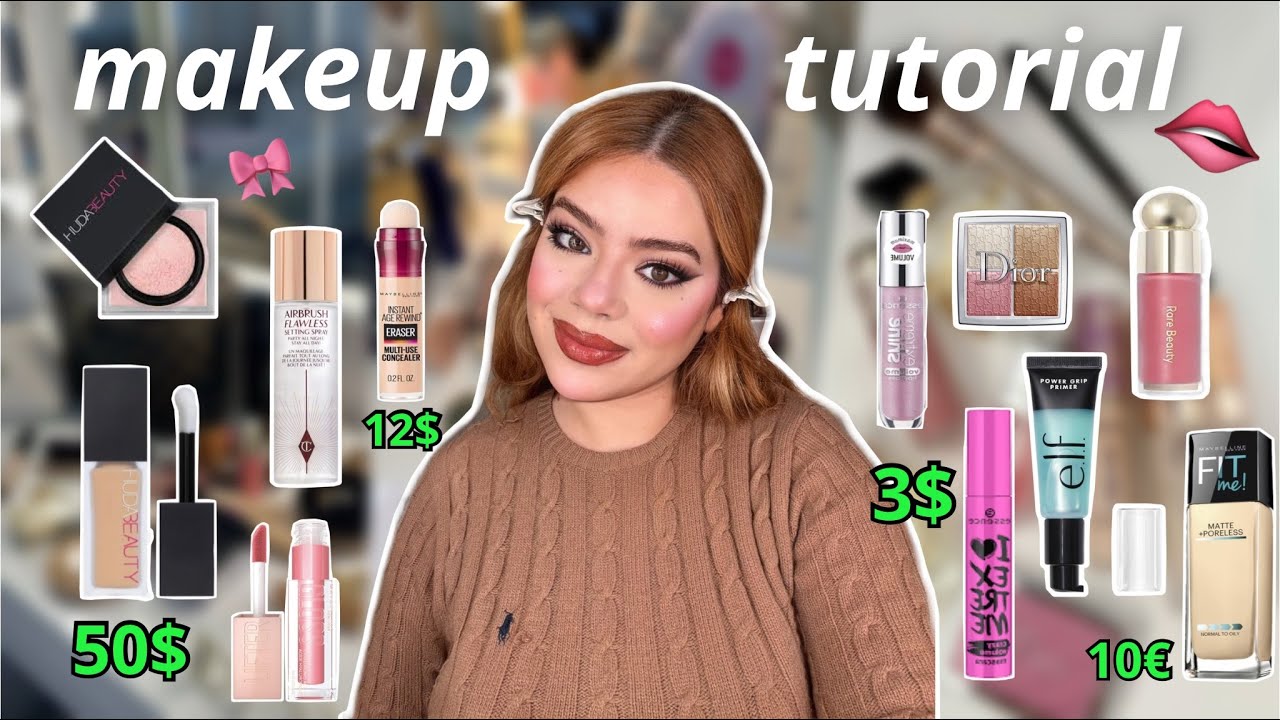 Makeup tutorial 🫦💄| من $3 حتى $ 80 وش الغالي ديما هو الأحسن ؟