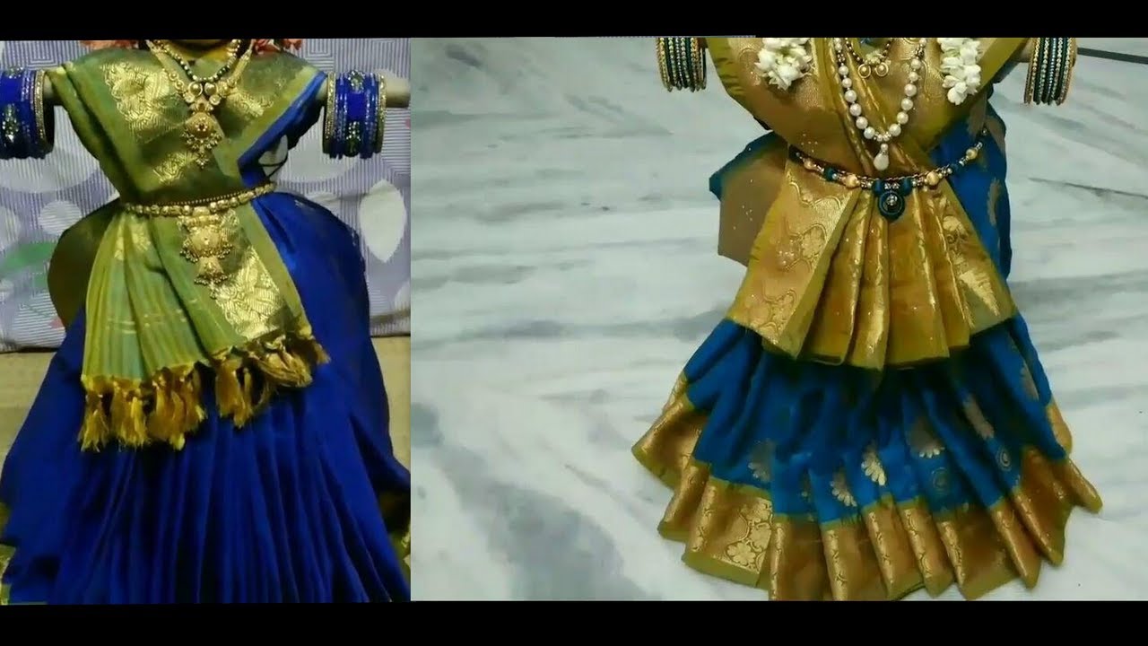 Easy 2 methods of varalakshmi ammavaru saree alankarana ideas// varalakshmi vratam amma decoration