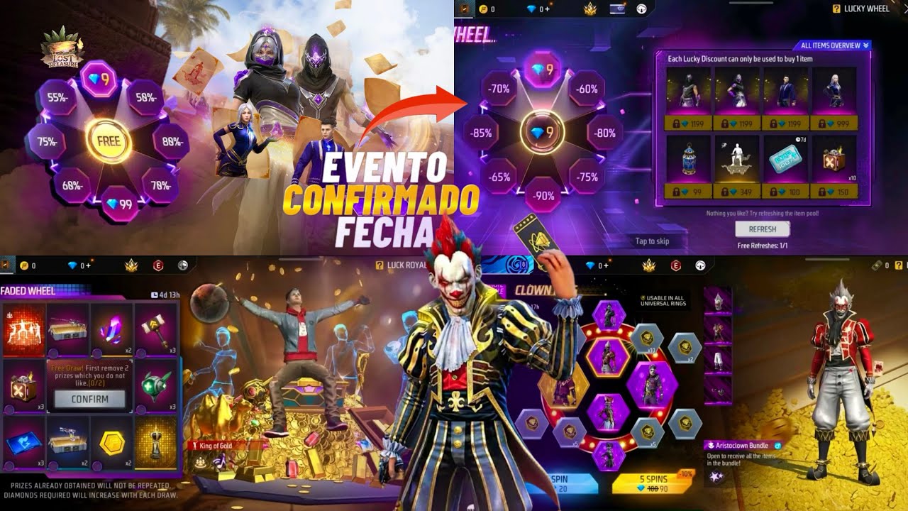PRÓXIMA RULETA DE LA SUERTE CONFIRMADA 🤯✅ EMOTE REY DEL ORO, INCUBADORA JOKERS & MÁS EN FREE FIRE