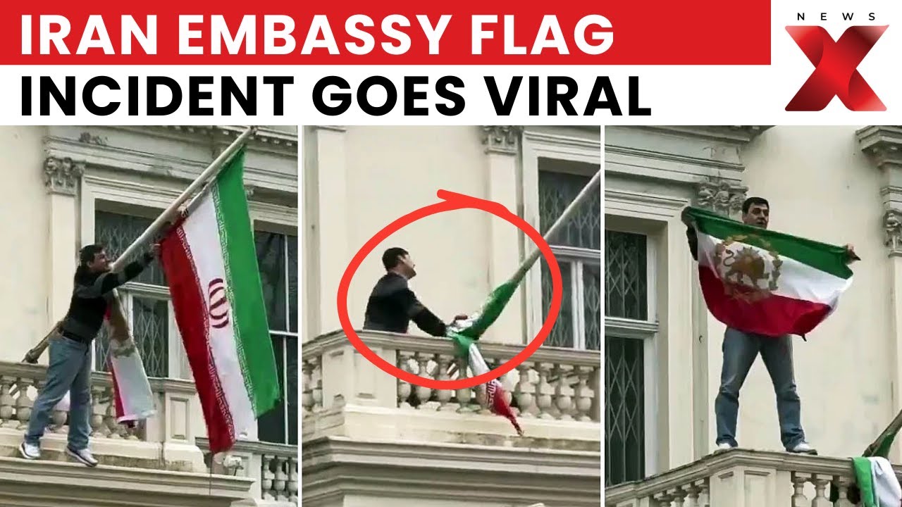 Iranian Climber Replaces Regime Flag at London Embassy, Protesters Cheer | Iran Unrest | Viral