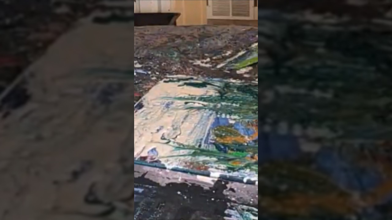 Generational Textures: 3 Pieces, 2 Artists, 1 Session #AbstractArt #AcrylicScrape #shortvideo