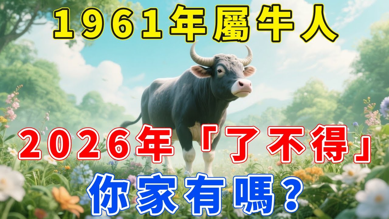 1961年屬牛人，辛醜年出生，2026年「了不得」！你家有嗎？【福慧生肖】#生肖 #運勢 #風水 #財運 #命理