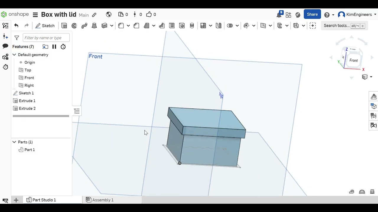 Onshape beginner basics - box with lid for 3d printing