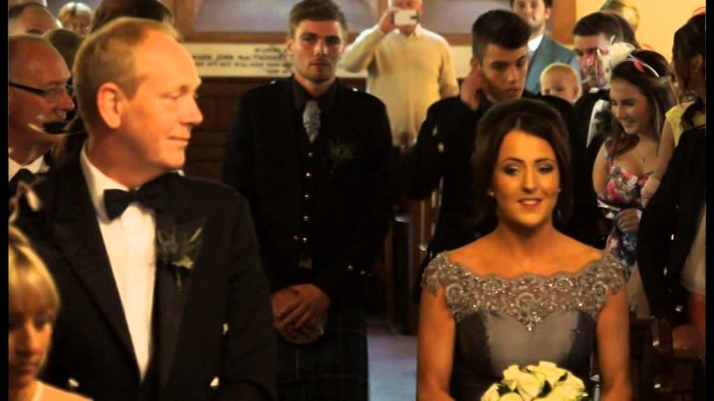 Gemma Anderson (Brotherston) wedding entrance to Highland Cathedral