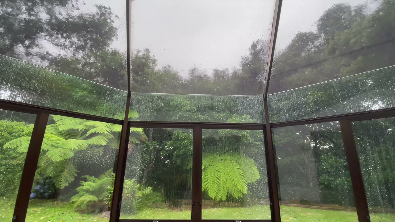 12 hours of Rain and Thunder in a Glass Roof Room