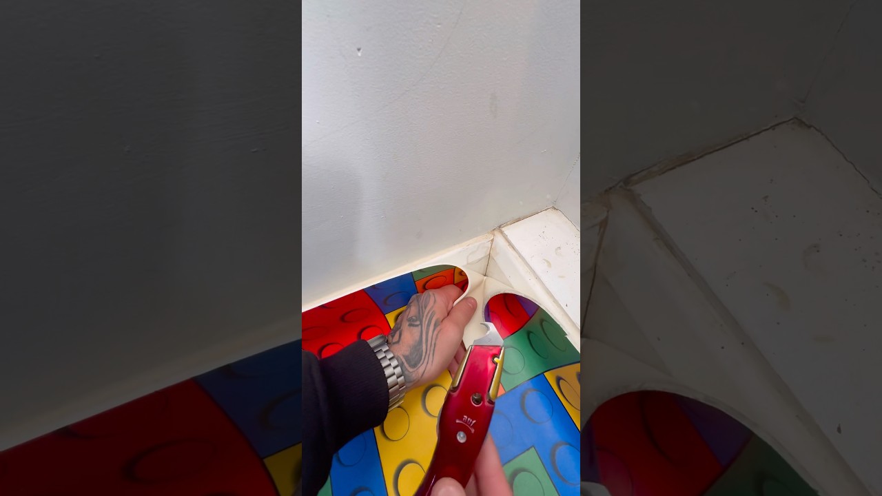 How To Install Vinyl Flooring (Corner) #diy #vinyl #shorts