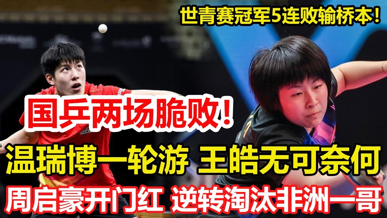 國乒2場脆敗！溫瑞博0-3一輪遊，王皓無可奈何。世青賽冠軍5連敗輸橋本帆乃香。周啟豪開門紅！男單上演逆轉，淘汰非洲一哥。#乒乓球 #tabletennis #桌球 #pingpong