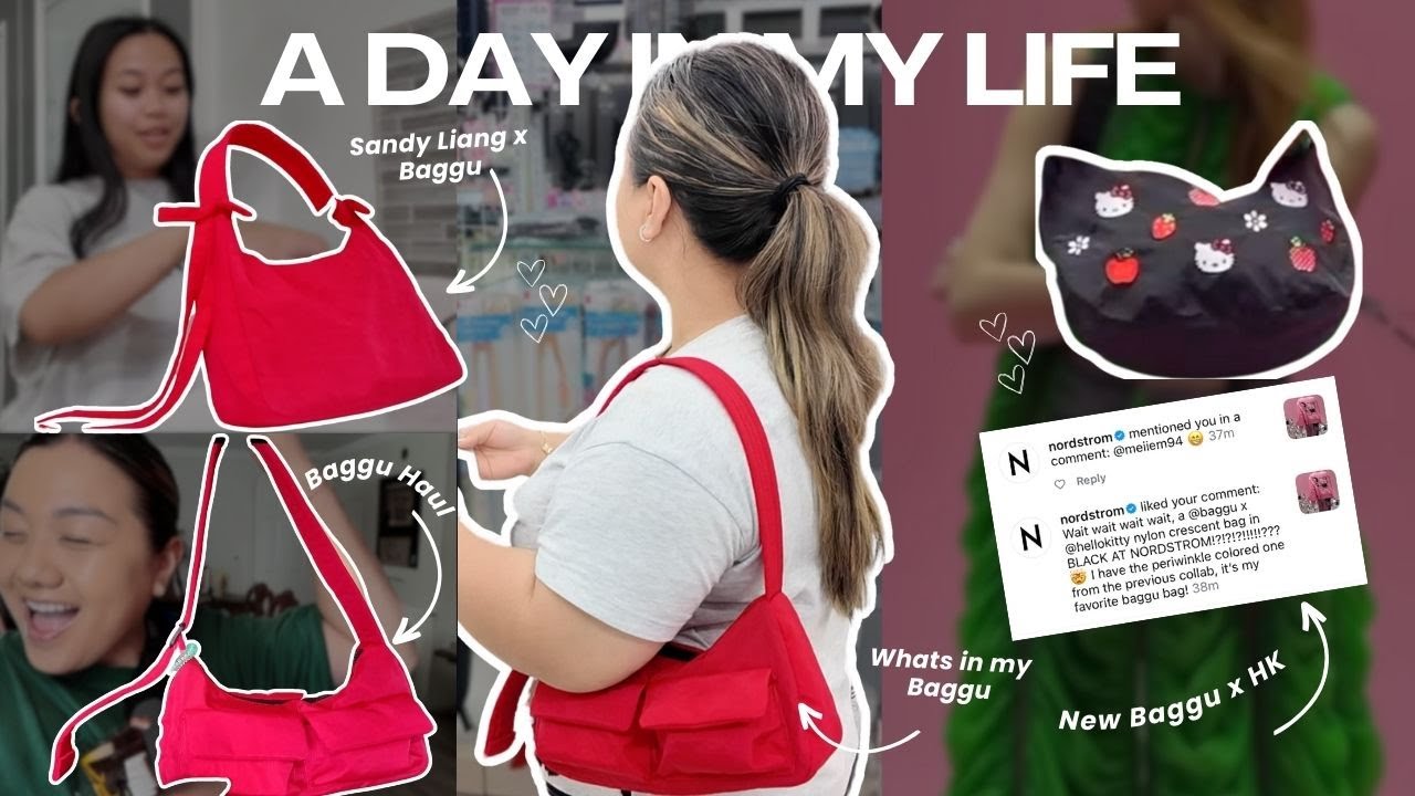 WHATS IN MY BAGGU BAG, sandy liang x baggu, brand new hello kitty x baggu, baggu haul