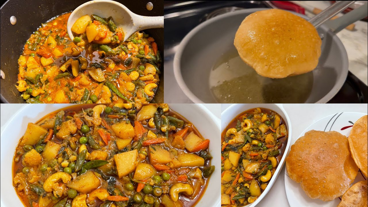 Mix vegetable curry with Fluffy Puri 😍 The best Mix Veg Curry with Fluffy puri recipe 😋