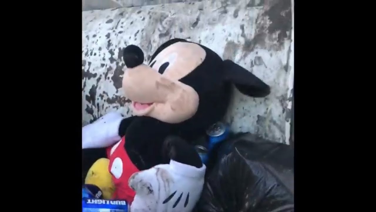 Garbage truck crush Jordans mattress Mickey Mouse toys flip flops random trash