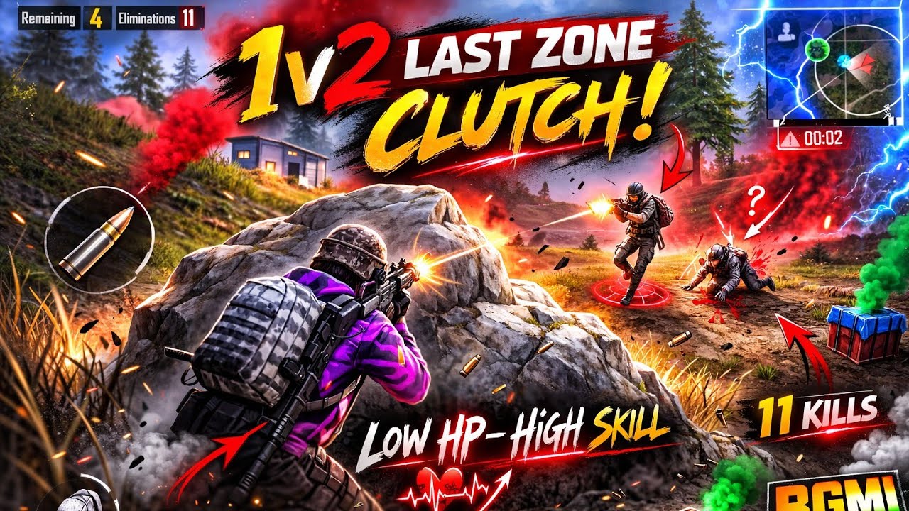 1v2 LAST ZONE CLUTCH 😱 | Intense last Zone Fight | BGMI