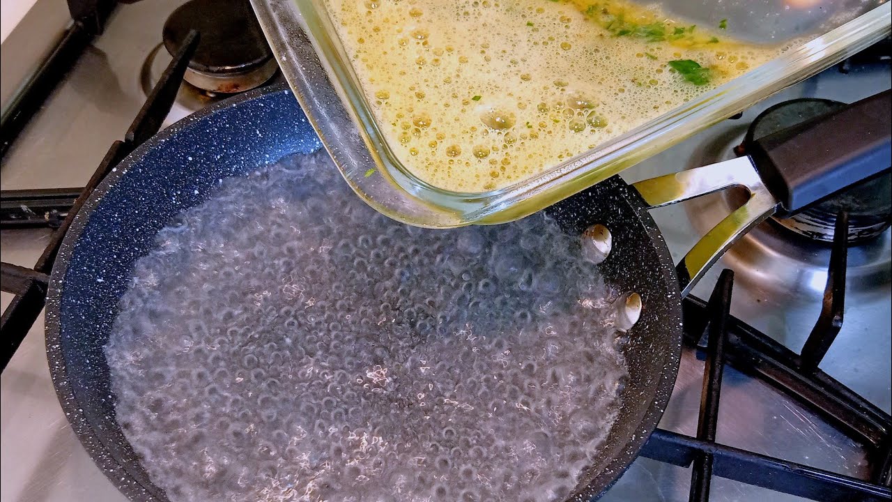 Pour the Egg mixture into the BOILING WATER ! and the result will surprise you!