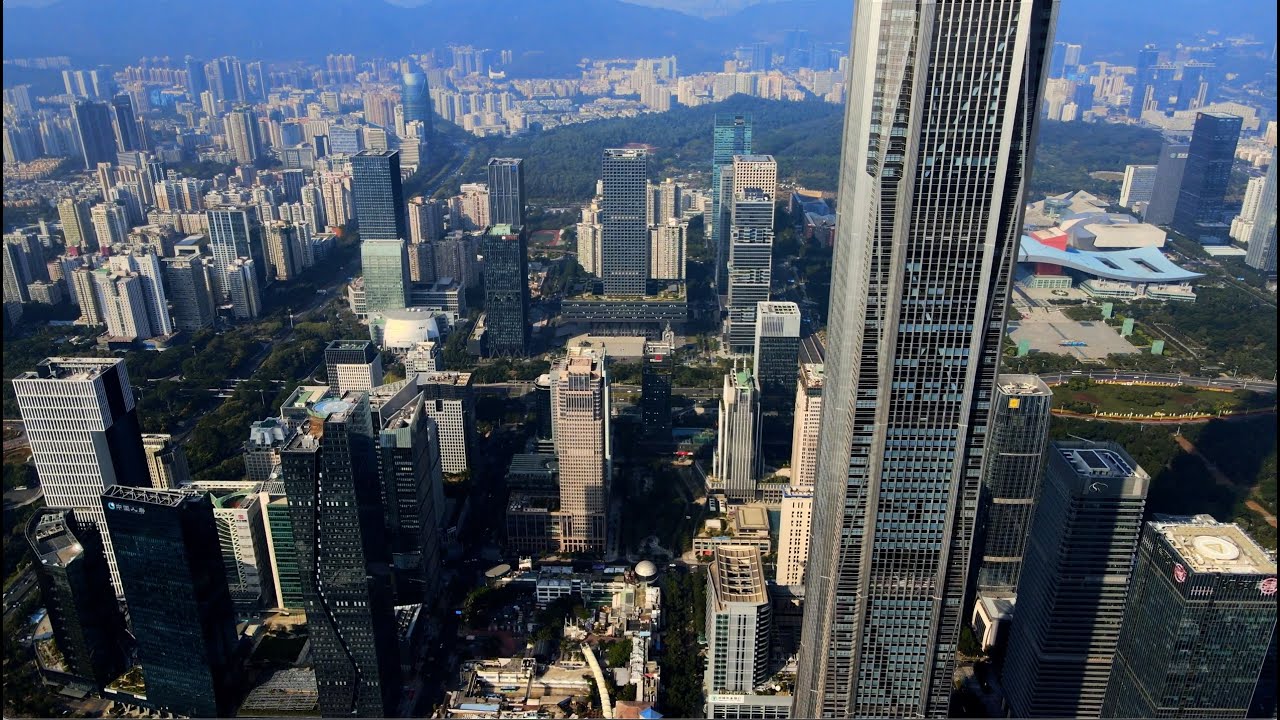 航拍深圳市中心，福田CBD，史上最全航拍内容，中国最顶级的CBD。Aerial photo of Shenzhen