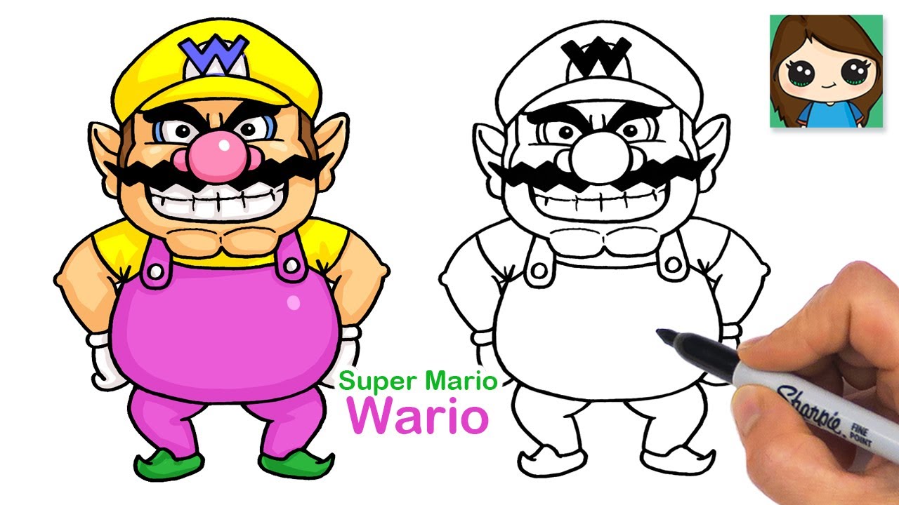 How to Draw Wario | Super Mario Bros.