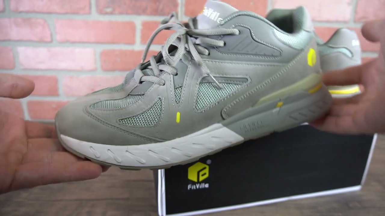 FitVille Extra Wide Walking Shoes for Men Sneakers for Flat Feet Heel Pain Relief - Rebound Core