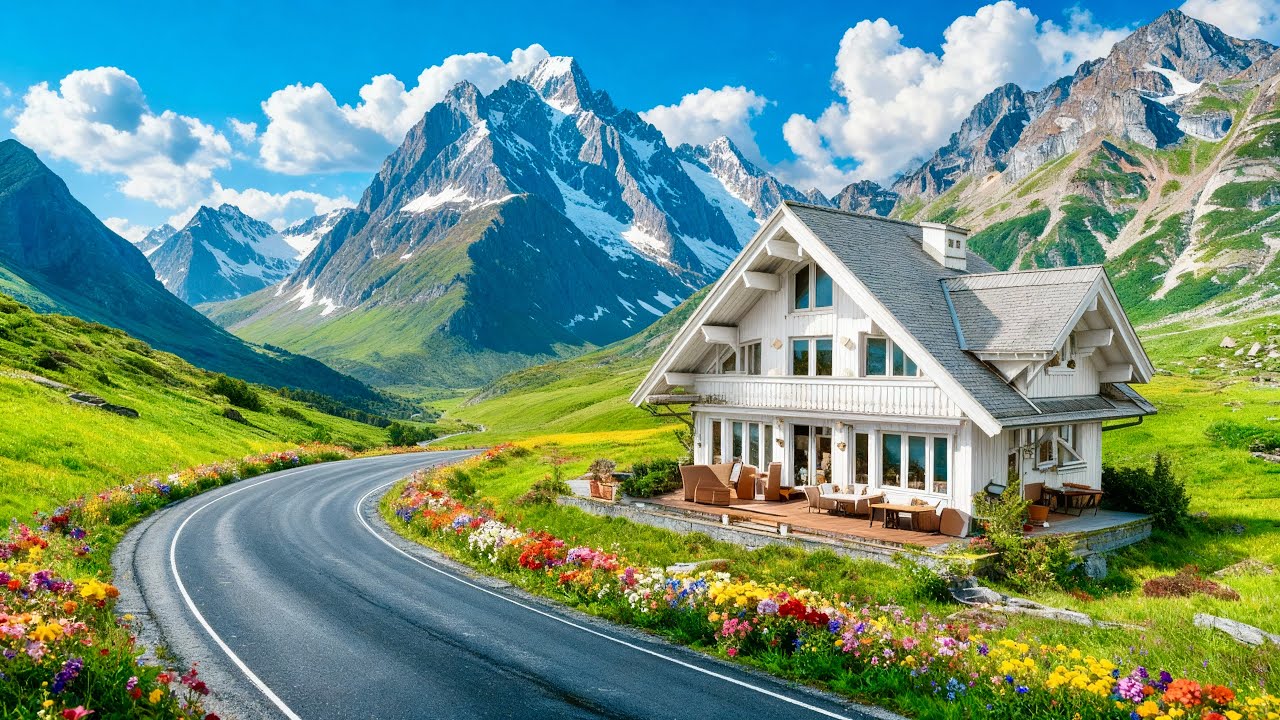 Swiss Village Roads with Soft Piano Ambience , 4K