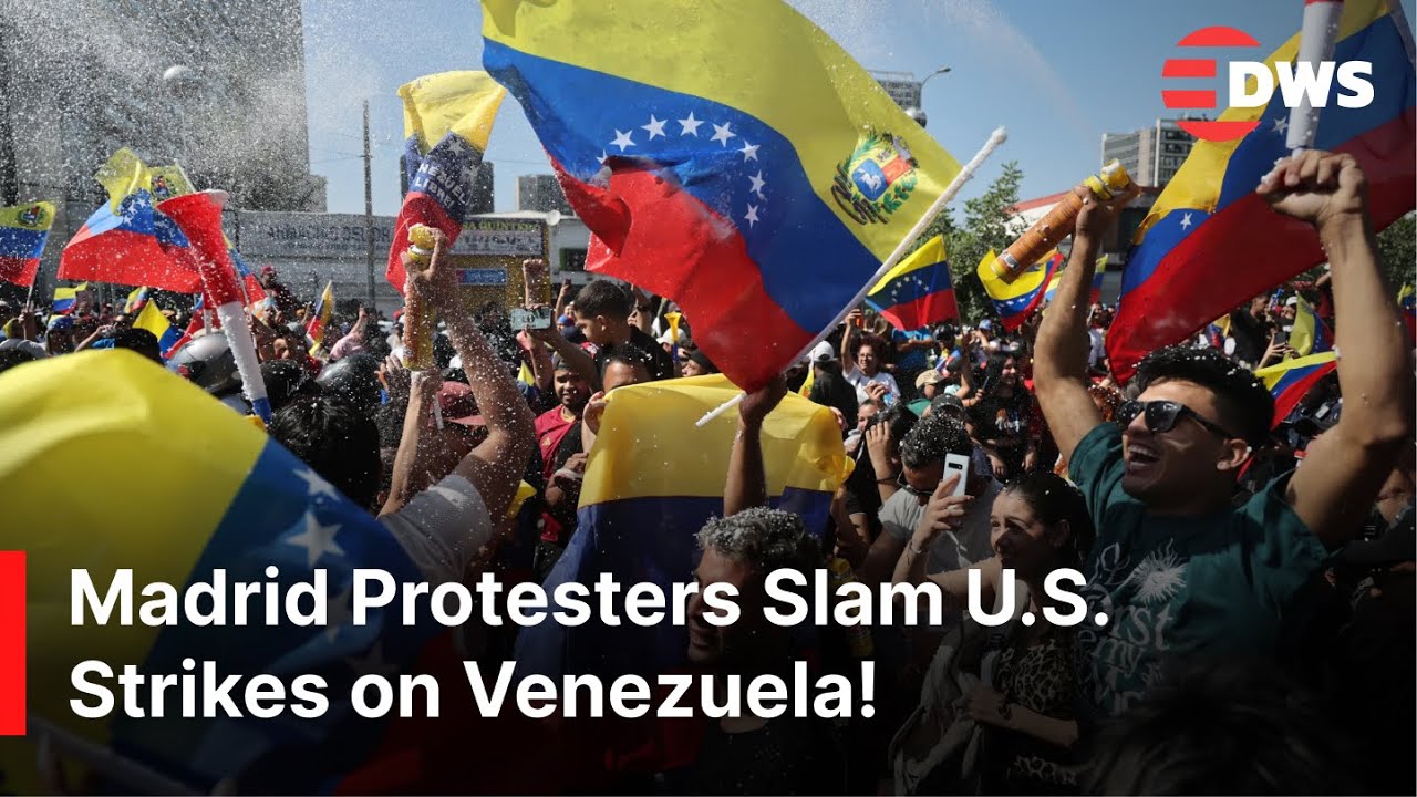 MASSIVE Left-Wing Rally at U.S. Embassy in Madrid Condemns Venezuela Strikes | AC1Z
