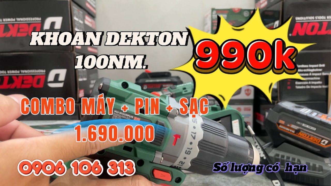 Máy Khoan Pin Dekton M21-ID13100Plus Giảm Giá Sock Chỉ Với 990K
