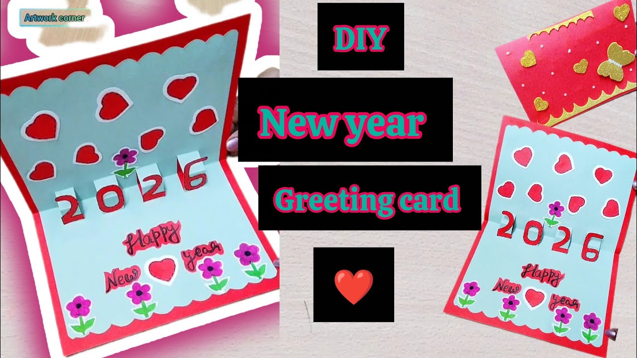 How to make New year Greeting card idea 💡. #trending #viral #newyeargreeting #artworkcorner #diy 