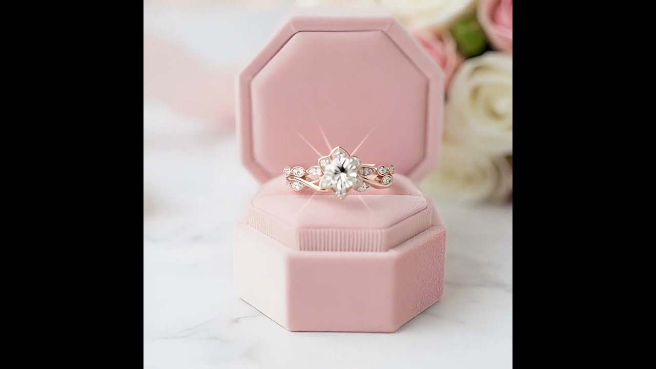 Flower 14k Rose Gold 0.5 Ct Round Cut Diamond Option Engagement Ring-  From Black Diamonds- New York