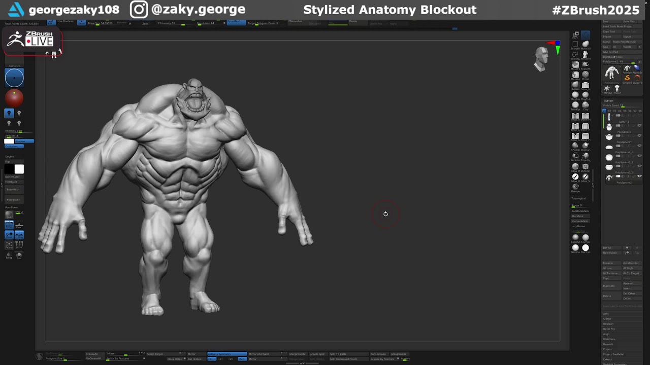 Stylized Anatomy Blockouts with George Zaky - Zbrush 2025: Day 29