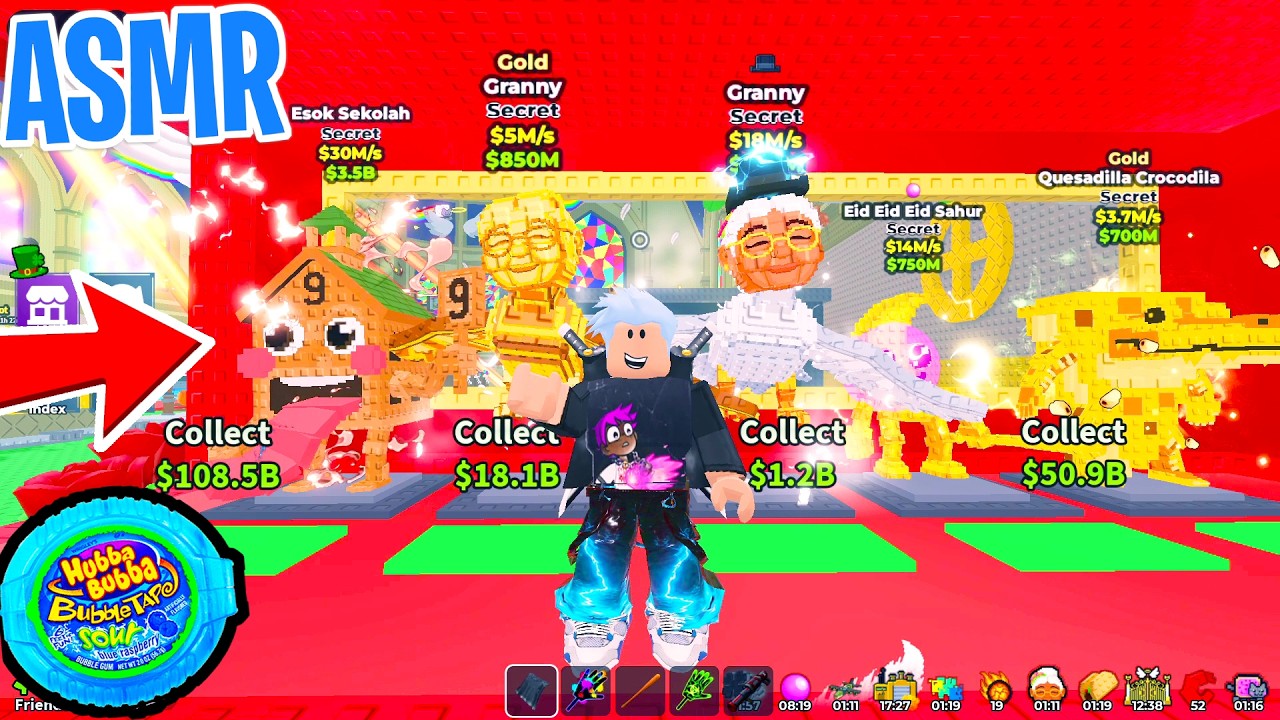 ASMR Roblox Steal a Brainrot Granny Event Admin Abuse! 😴 Gum Chewing 🎮🎧 Controller Sounds 💤