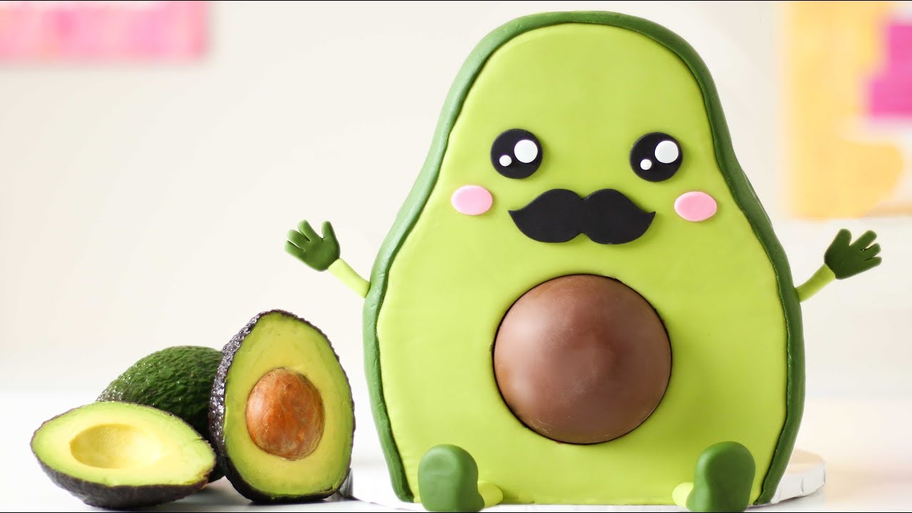 Kawaii Avocado CAKE baked with FRESH Avocados! Surprise inside CHOCOLATE!