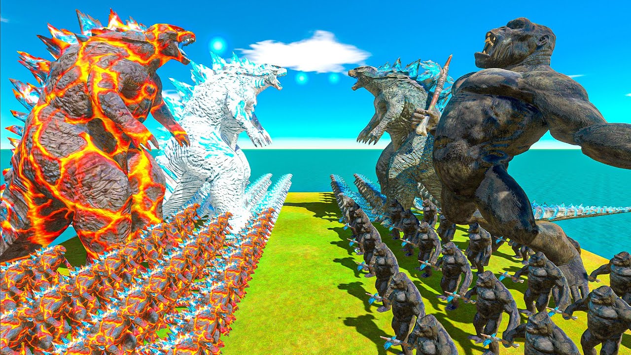 Legendary Godzilla War - Growing Lava Godzilla and Ice Godzilla vs Godzilla 2014 and Kong - ARBS