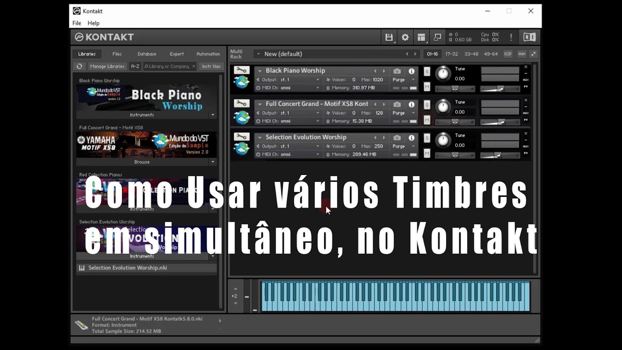 Como Usar vários Timbres em simultâneo, no Kontakt - Configuração de MIDI Channels